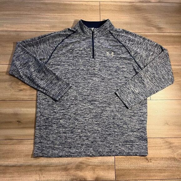 Under Armour Blue Athletic‎ Quarterzip Jacket Men Large Bin G-41 - Picture 1 of 4